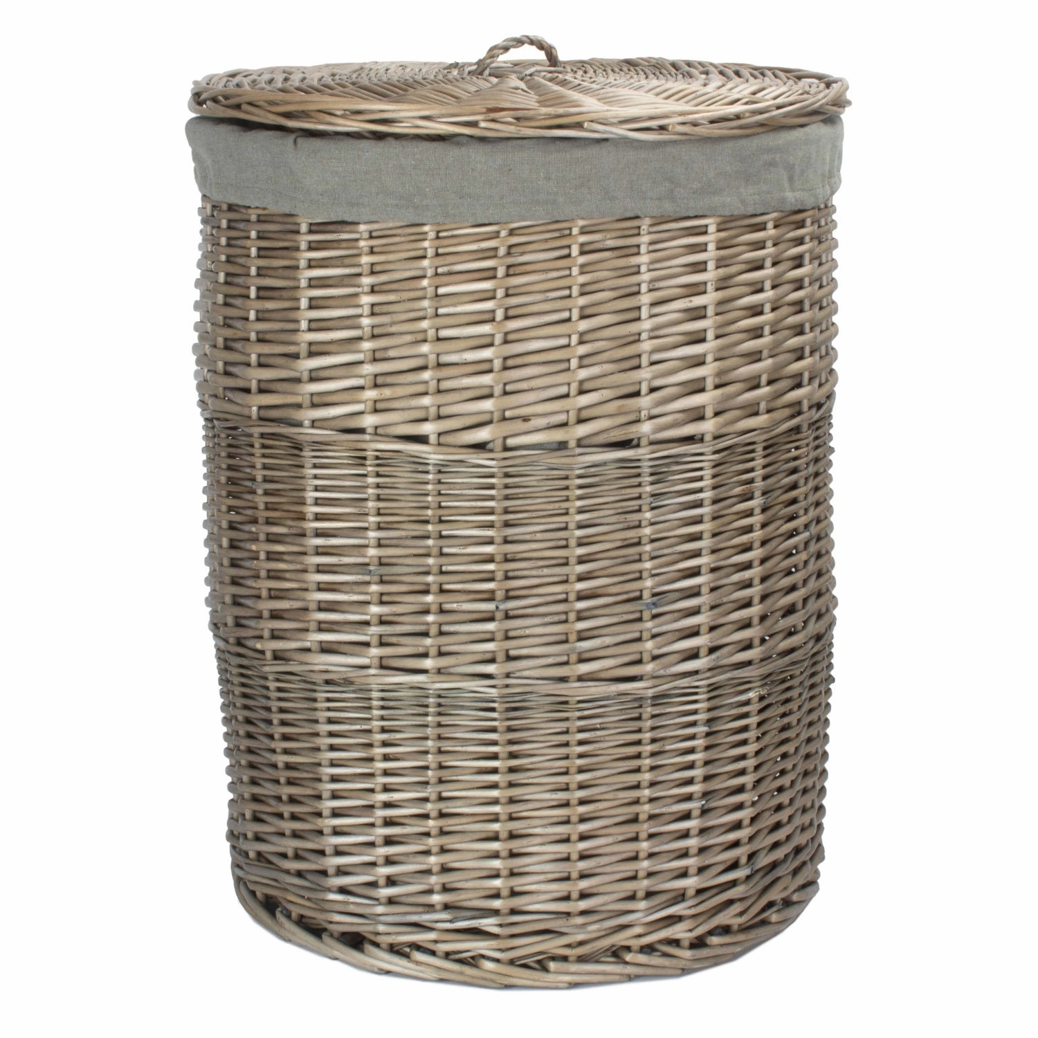 Antique Wash Willow Large Round Linen Basket with Grey Sage Lining laundry organizer,dirty clothes basket,plastic laundry basket