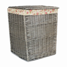 Antique Wash Willow Large Square Laundry Basket with Garden Rose Lining laundry organizer,dirty clothes basket,plastic laundry basket
