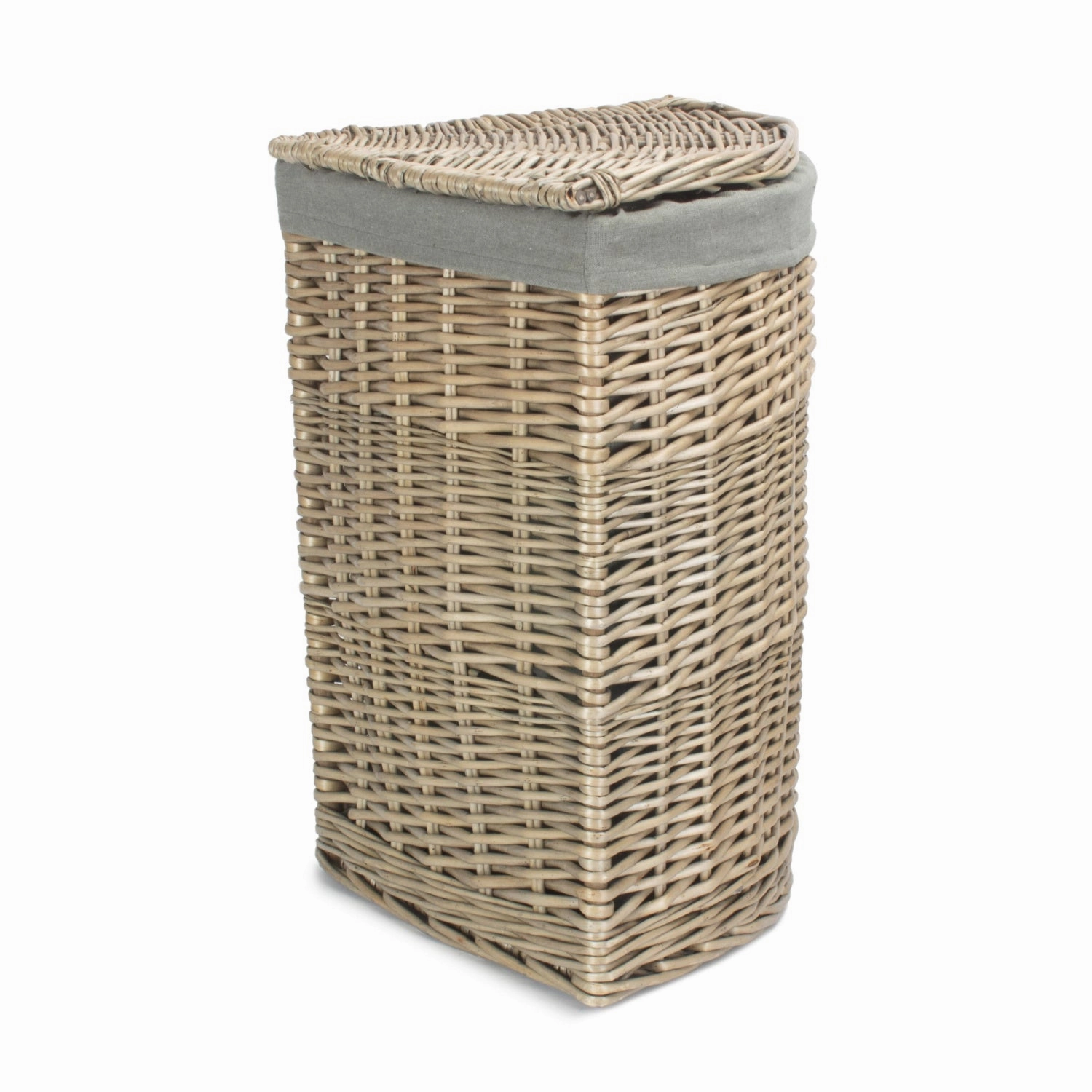 Antique Wash Willow Small Corner Linen Basket with Grey Sage Lining
