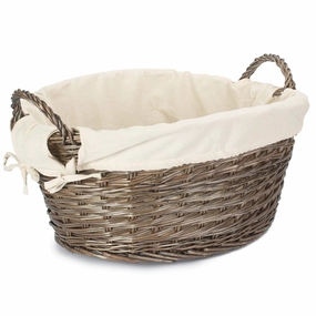 Antique Wash Willow Washing Basket with White Lining laundry organizer,dirty clothes basket,plastic laundry basket