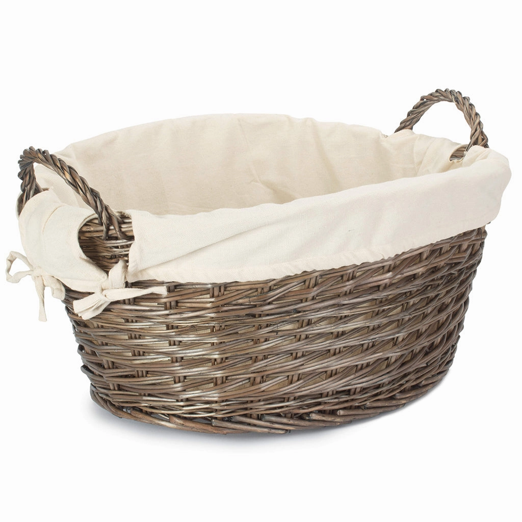 Antique Wash Willow Washing Basket with White Lining laundry organizer,dirty clothes basket,plastic laundry basket