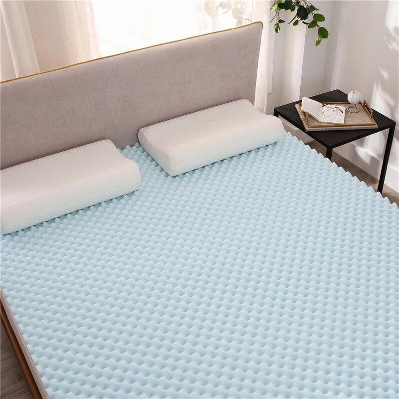 AOOLIVE Egg Crate 3" Gel Memory Foam Mattress Topper - Blue