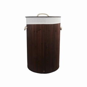 Aqua Bamboo Foldable Laundry Basket Round Brown 15606 fabric hamper,portable laundry bin,laundry storage