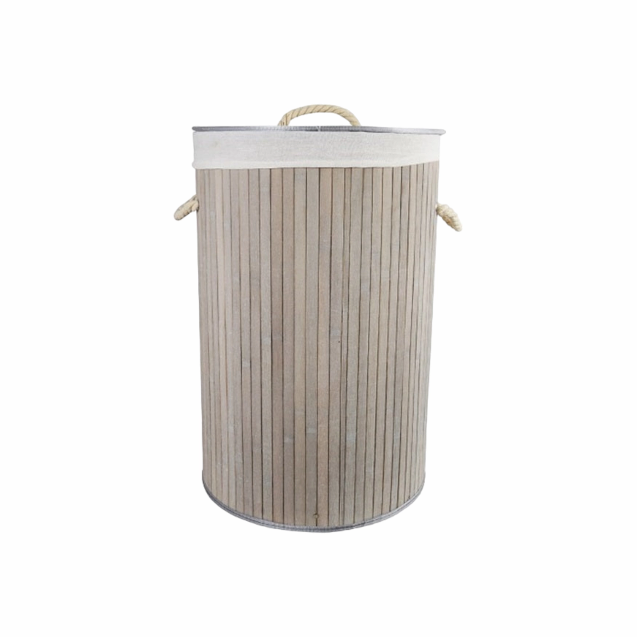 Aqua Bamboo Foldable Laundry Basket Round Grey 15608