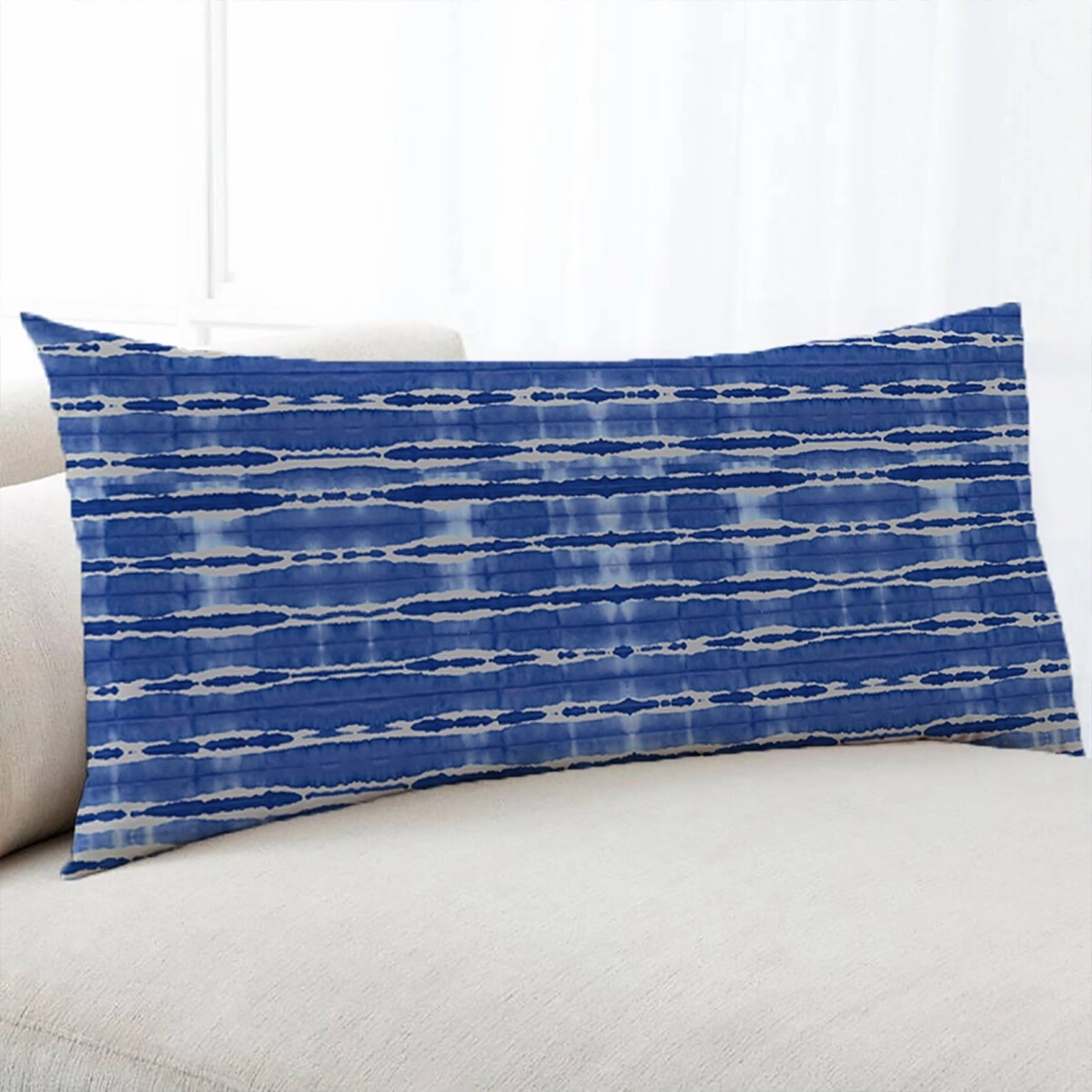 AQUARELLE SHIBORI Body Pillow By Nancy Green - Blue