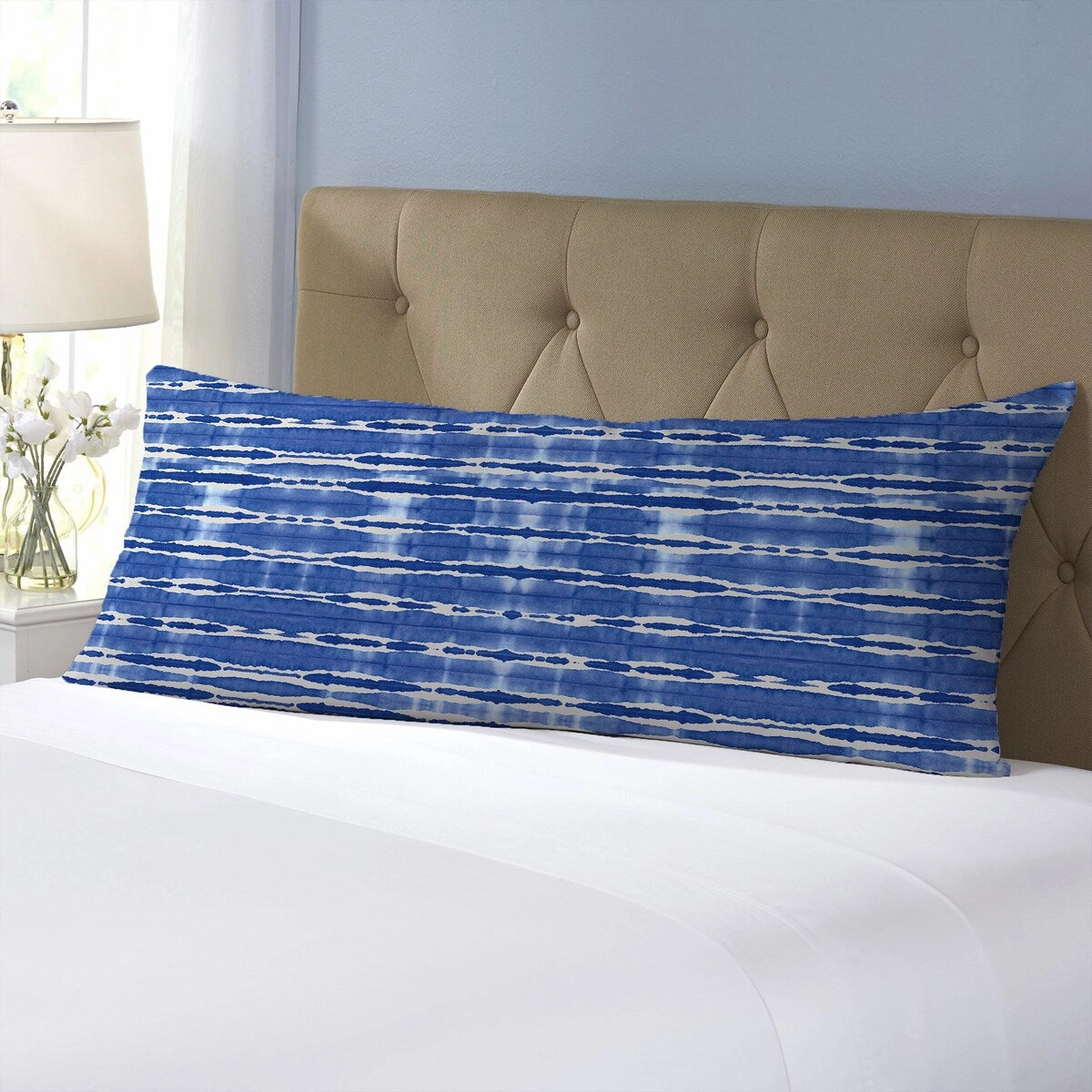 AQUARELLE SHIBORI Body Pillow By Nancy Green - Blue