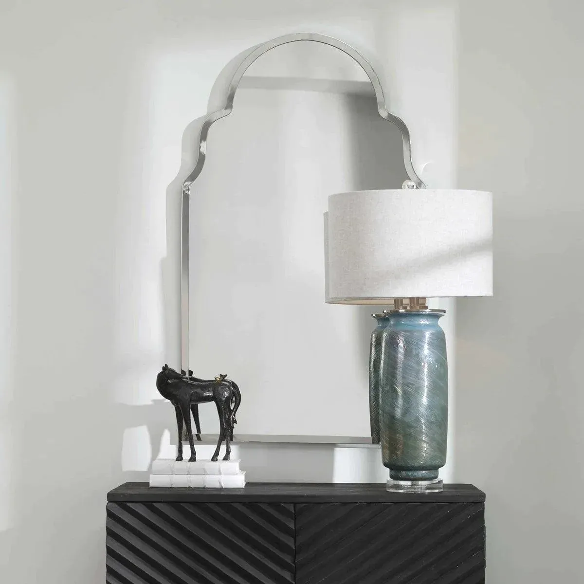Arch Mirror With Polished Nickel Frame