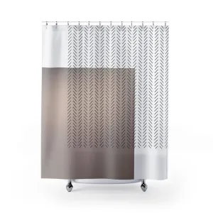 Art Deco Boho Shower Curtain | Geometric White Beige Black Lighting,Home Lighting