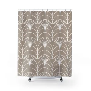 Art Deco Fabric Shower Curtain | Beige White Retro Bath Curtain Lighting,Home Lighting