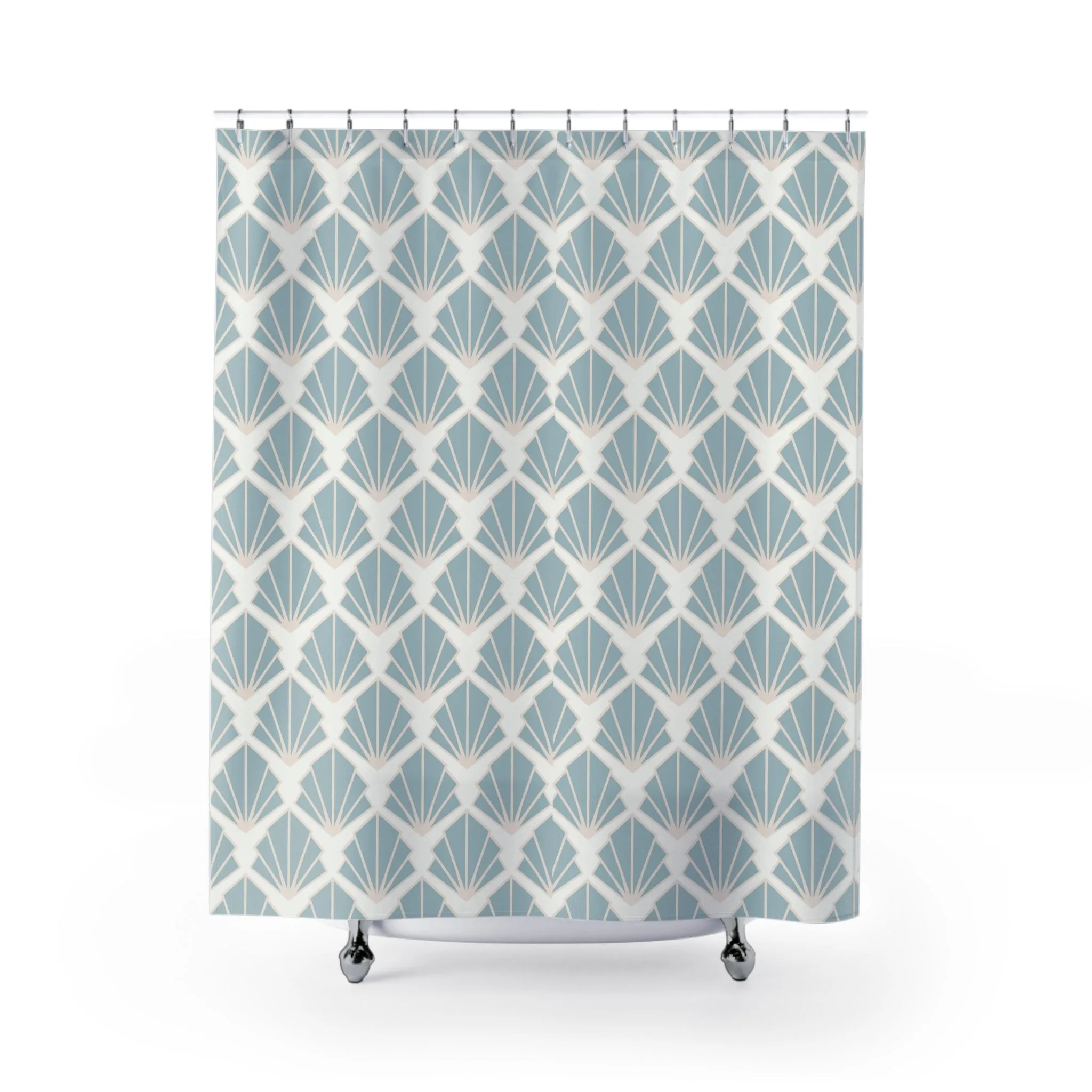 Art Deco Modern Shower Curtain | Power Pale Blue White Lighting,Home Lighting