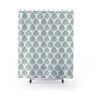 Art Deco Modern Shower Curtain | Power Pale Blue White Lighting,Home Lighting