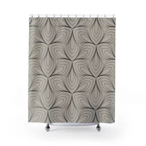 Art Deco Shower Curtain | Beige Black, Minimalist Geometric Lighting,Home Lighting
