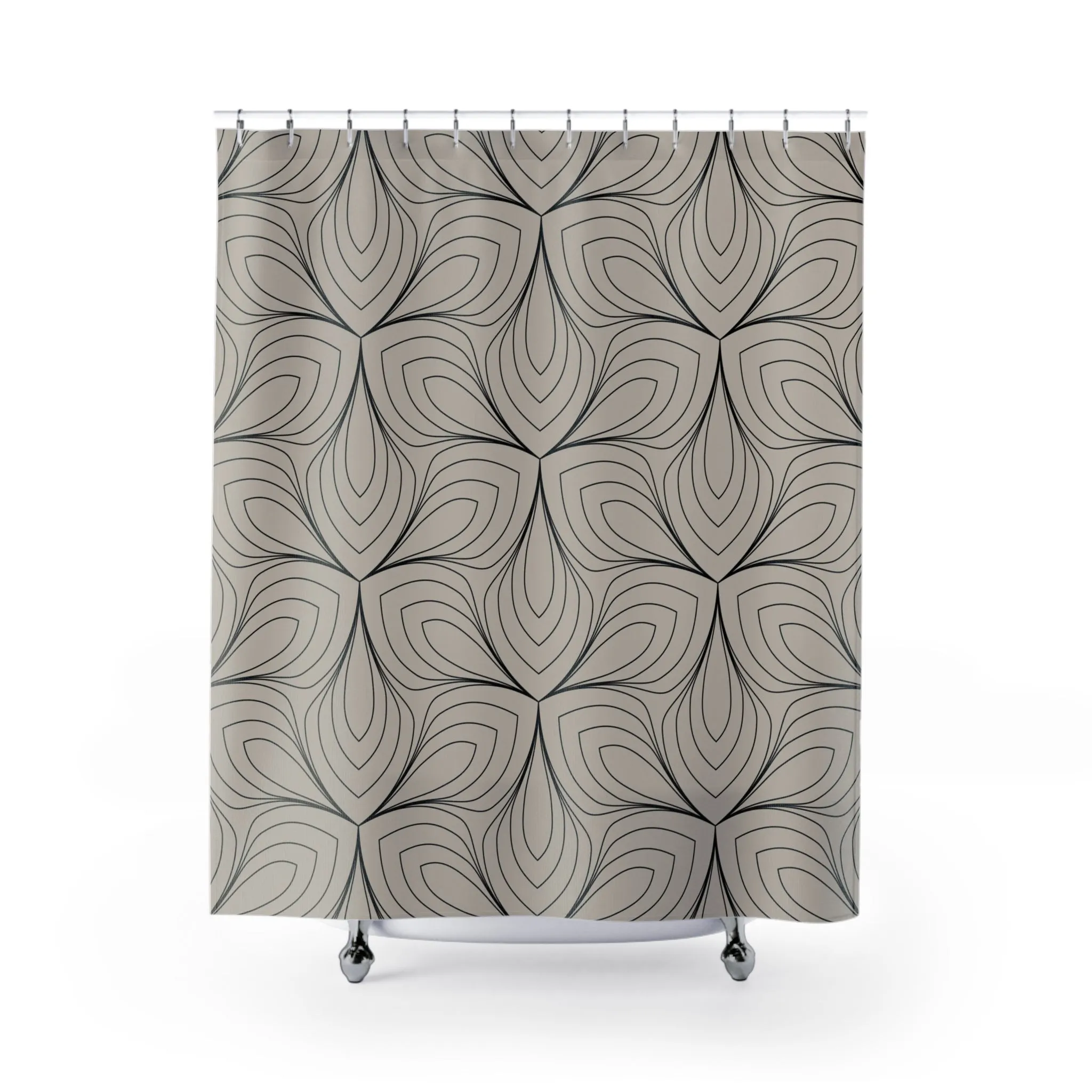 Art Deco Shower Curtain | Beige Black, Minimalist Geometric Lighting,Home Lighting
