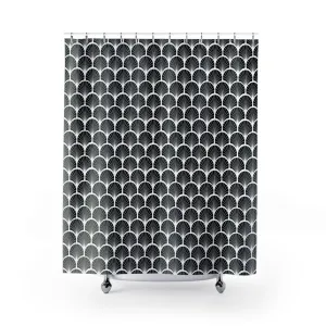 Art Deco Shower Curtain | Black and White Fan Shell Lighting,Home Lighting