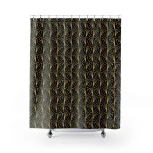 Art Deco Shower Curtain | Black, Gold Beige, Art Nouveau Lighting,Home Lighting