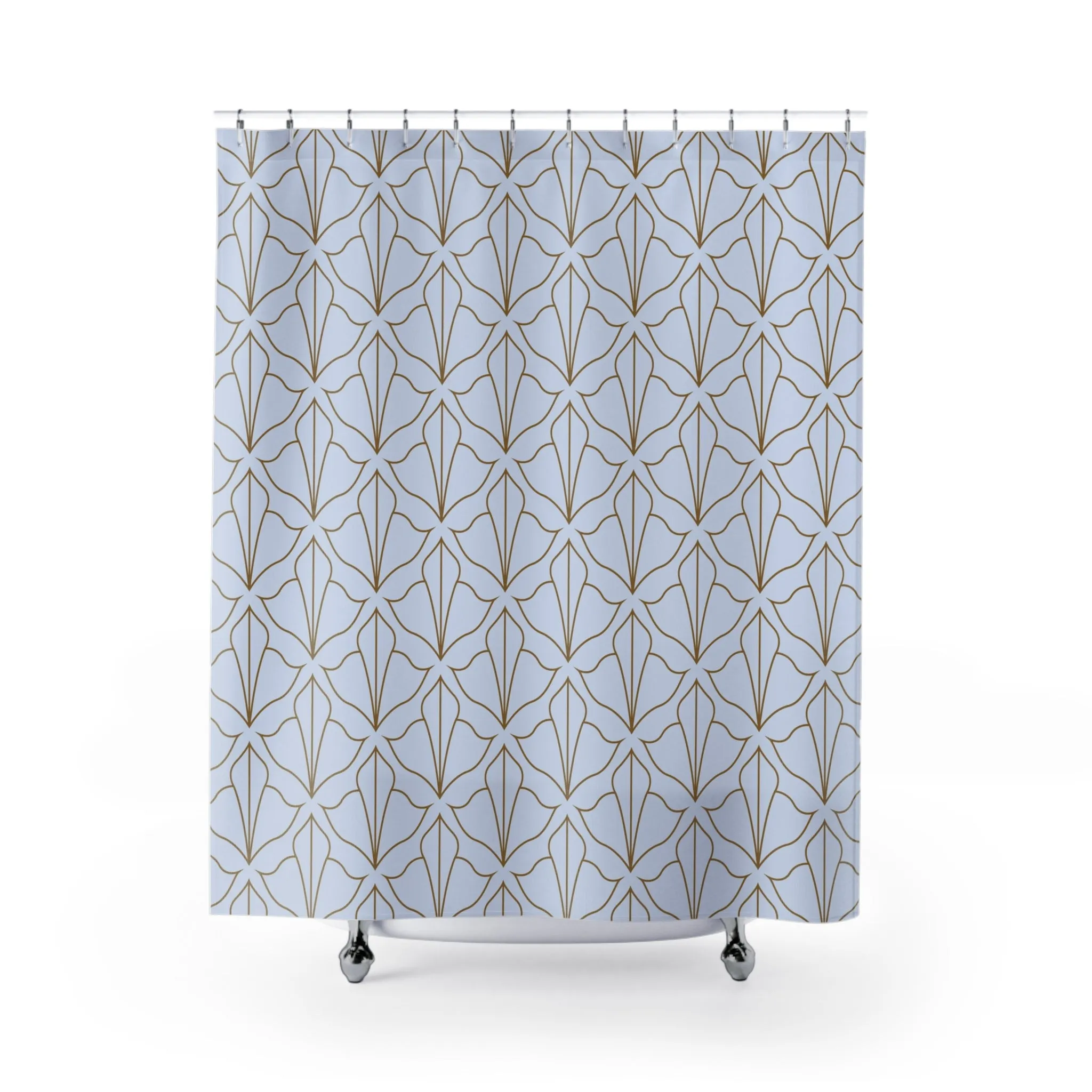Art Deco Shower Curtain | Blue, Taupe Abstract Lotus Lighting,Home Lighting