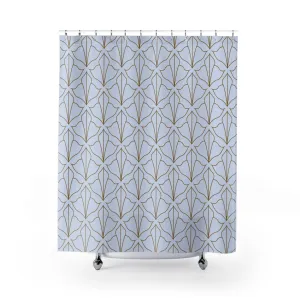 Art Deco Shower Curtain | Blue, Taupe Abstract Lotus Lighting,Home Lighting