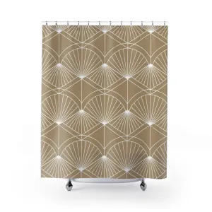 Art Deco Shower Curtain | Geometric Fan, Caramel Beige Bath Curtain Lighting,Home Lighting