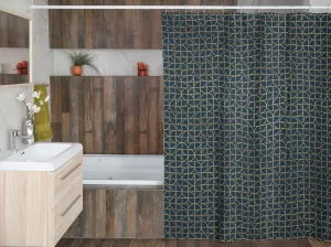 Art Deco Shower Curtain | Navy Gold Beige Lighting,Home Lighting