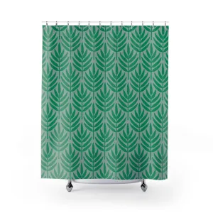 Art Deco Shower Curtain | Sage Green Grey Leaves Bath Curtain Lighting,Home Lighting