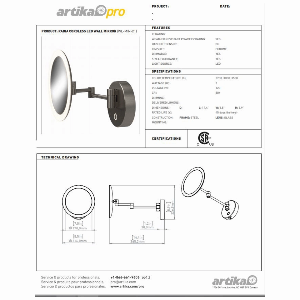 Artika Radia Lighted Mirror