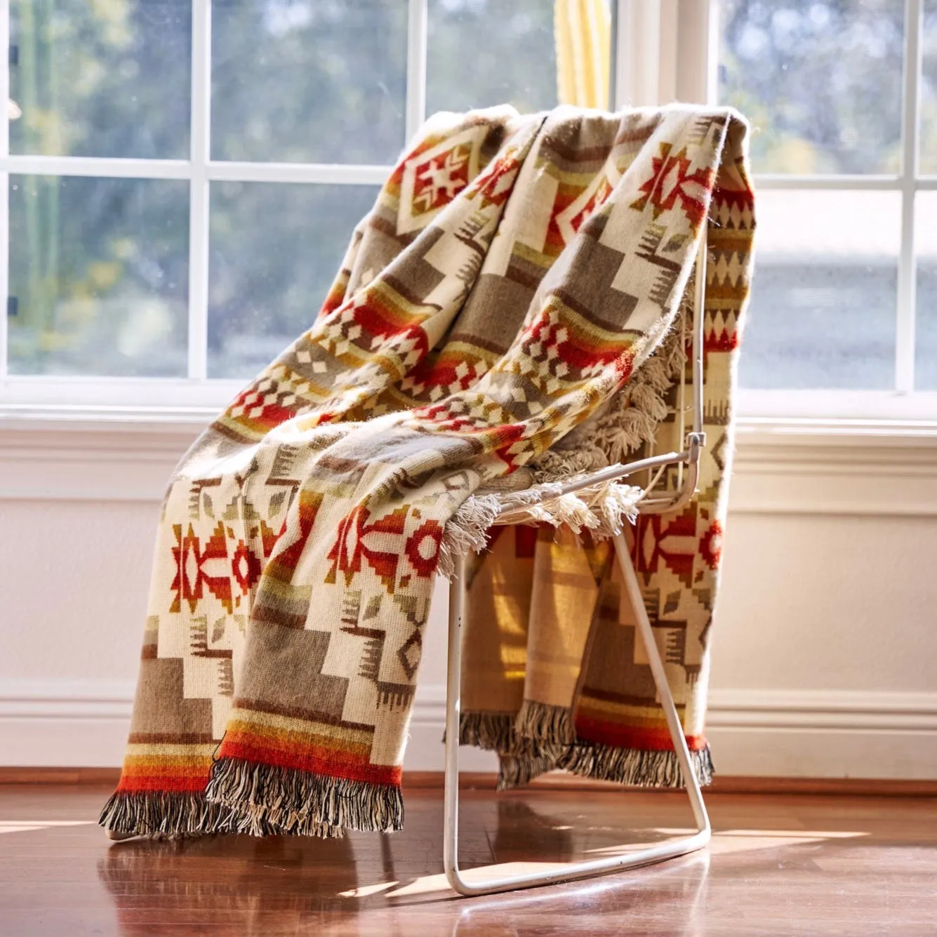 Artisan-Made Southwestern Blanket - Andes Beach Throw bookcase, standing shelf