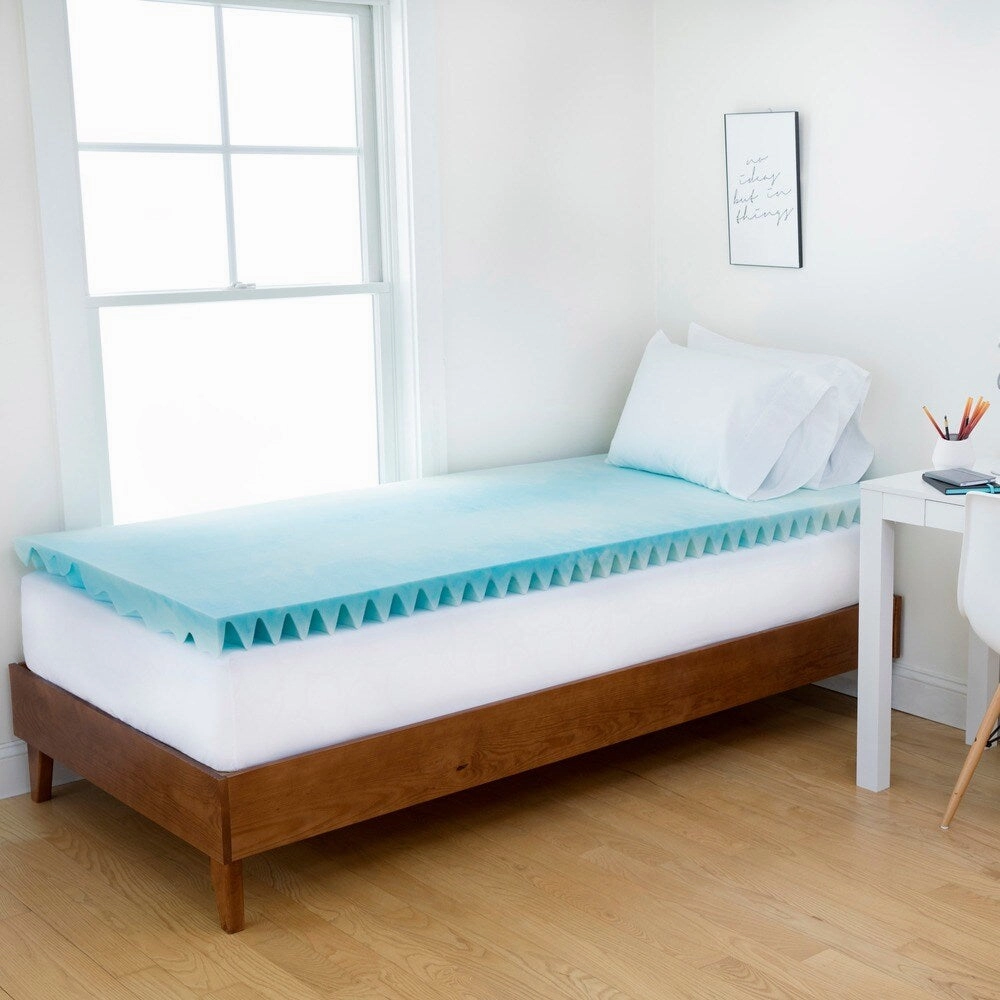 Authentic Comfort 4-Inch Blue Wave Dorm Memory Foam Mattress Topper