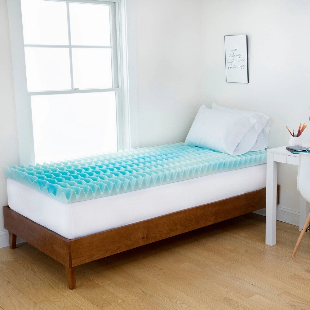 Authentic Comfort 4-Inch Blue Wave Dorm Memory Foam Mattress Topper
