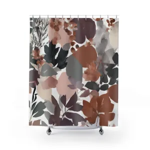 Autumn Floral Shower Curtain | Colorful Brown Grey black Lighting,Home Lighting