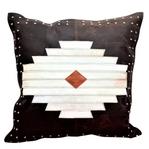 Aztec Leather & White Cowhide Pillow storage cart, utility cart