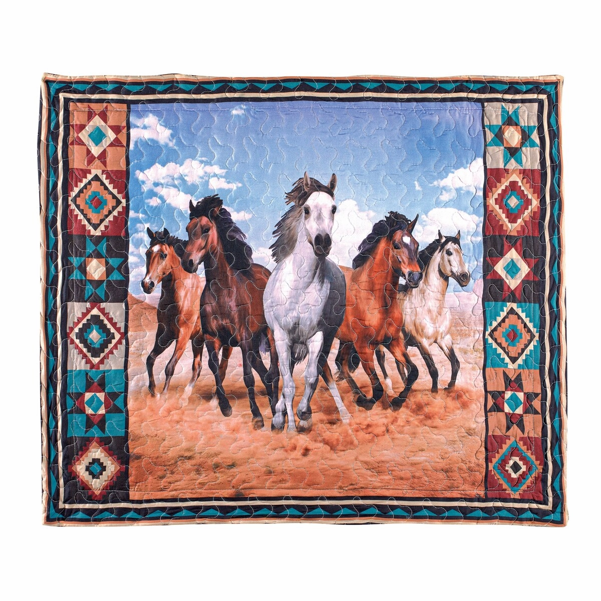 Aztec Print Southwest-Inspired Running Horses Sham pillowcases,cotton pillow covers,bed linen