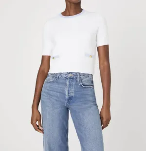 Babysoft Short Sleeve Top In Sky Blue/white