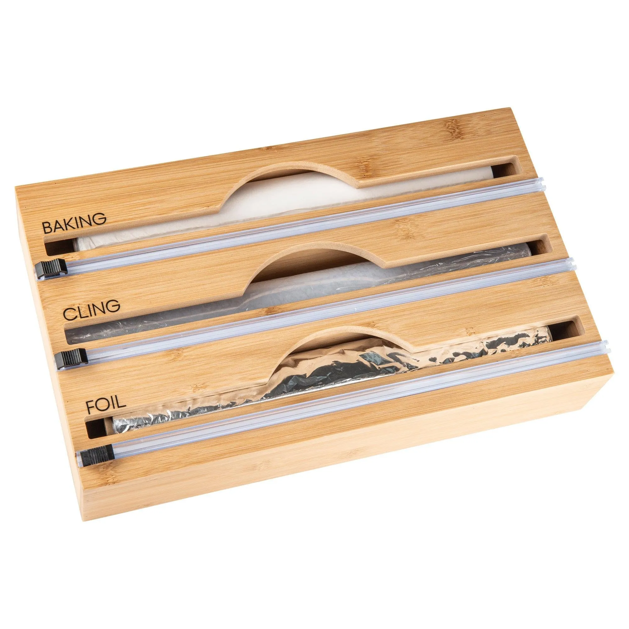 Bamboo Food Wrap Dispenser 3 Inserts & Sandwich Bag Organiser Pack