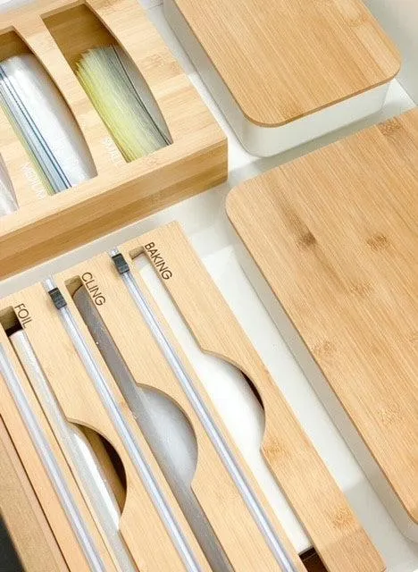 Bamboo Food Wrap Dispenser 3 Inserts