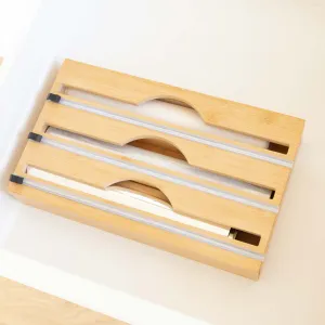 Bamboo Food Wrap Dispenser 3 Inserts Figurines,Decorative Ornaments