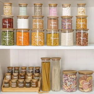 Bamboo Glass Deluxe Pantry Container Pack Figurines,Decorative Ornaments
