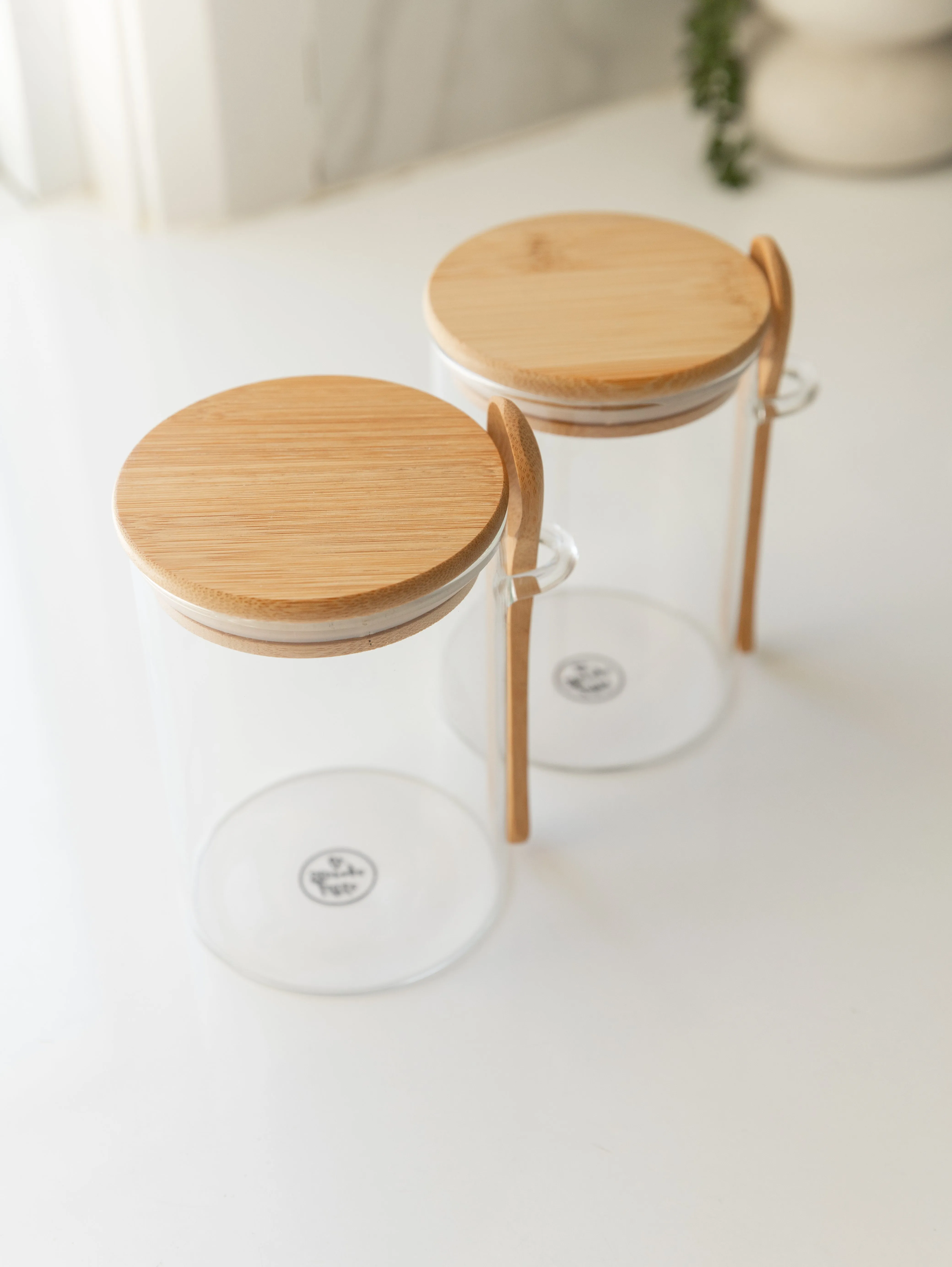 Bamboo Glass Jar with Spoon - 500ml
