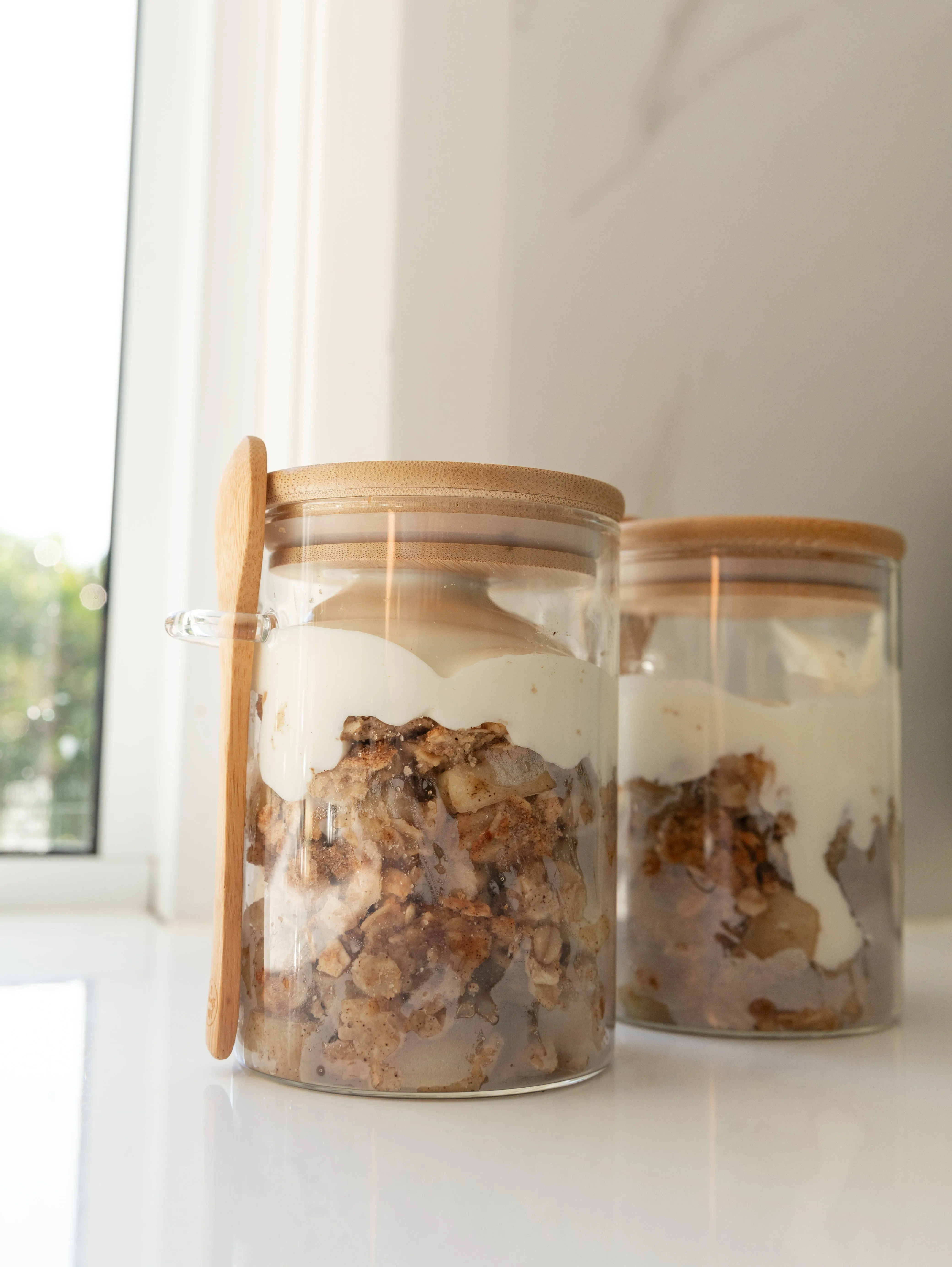 Bamboo Glass Jar with Spoon - 500ml