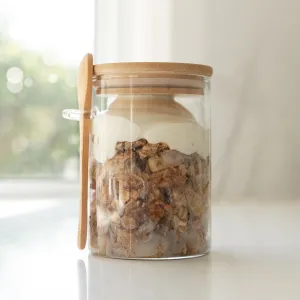 Bamboo Glass Jar with Spoon - 500ml Figurines,Decorative Ornaments