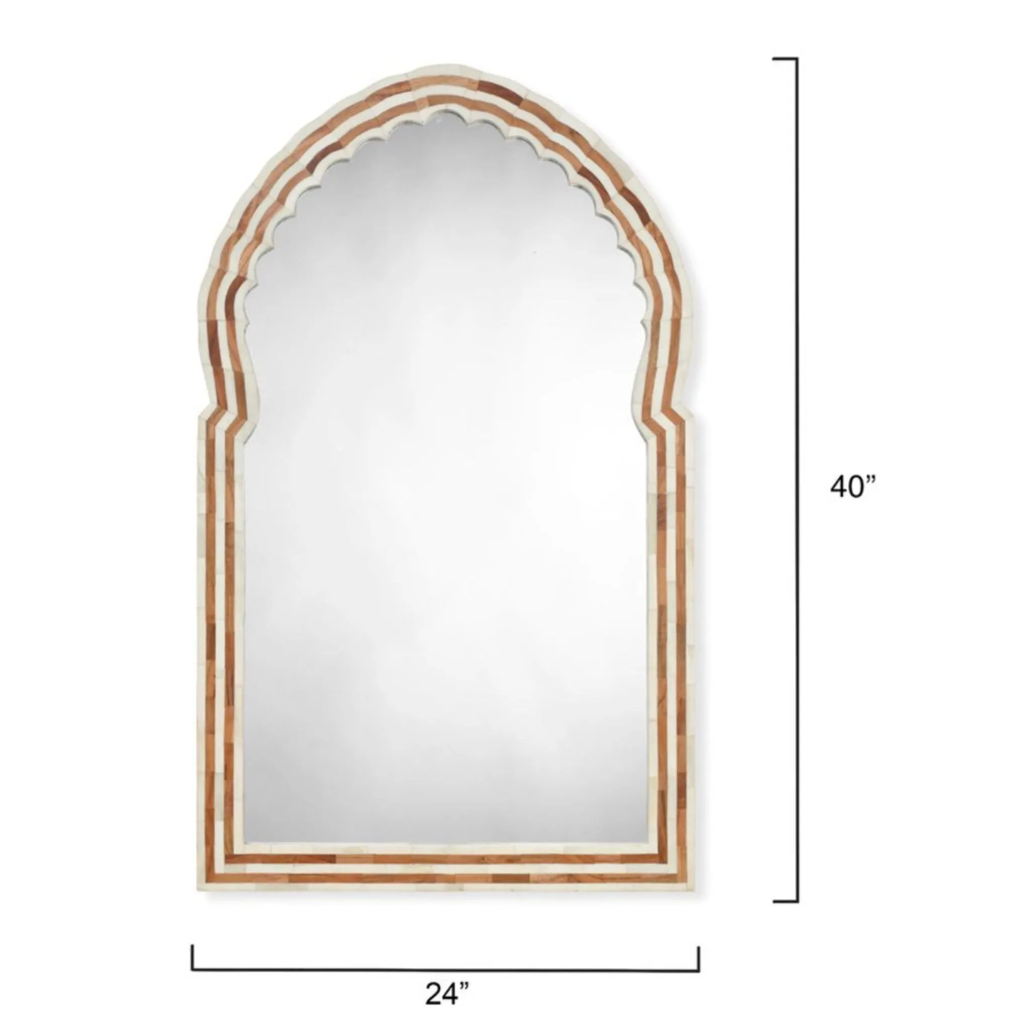 Bardot Large Wall Wood and Bone Mirror