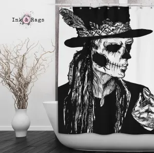 Baron Samedi Hand Drawn Voodoo Shower Curtains and Optional Bath Mats Lighting,Lamps Fixtures
