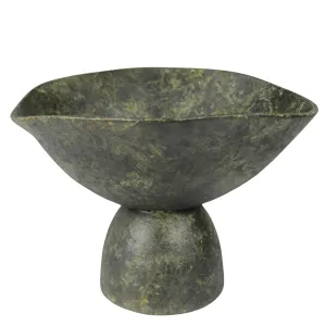 Bastia Organic Bowl on Base, Green Patina Vase,Ceramic Vase