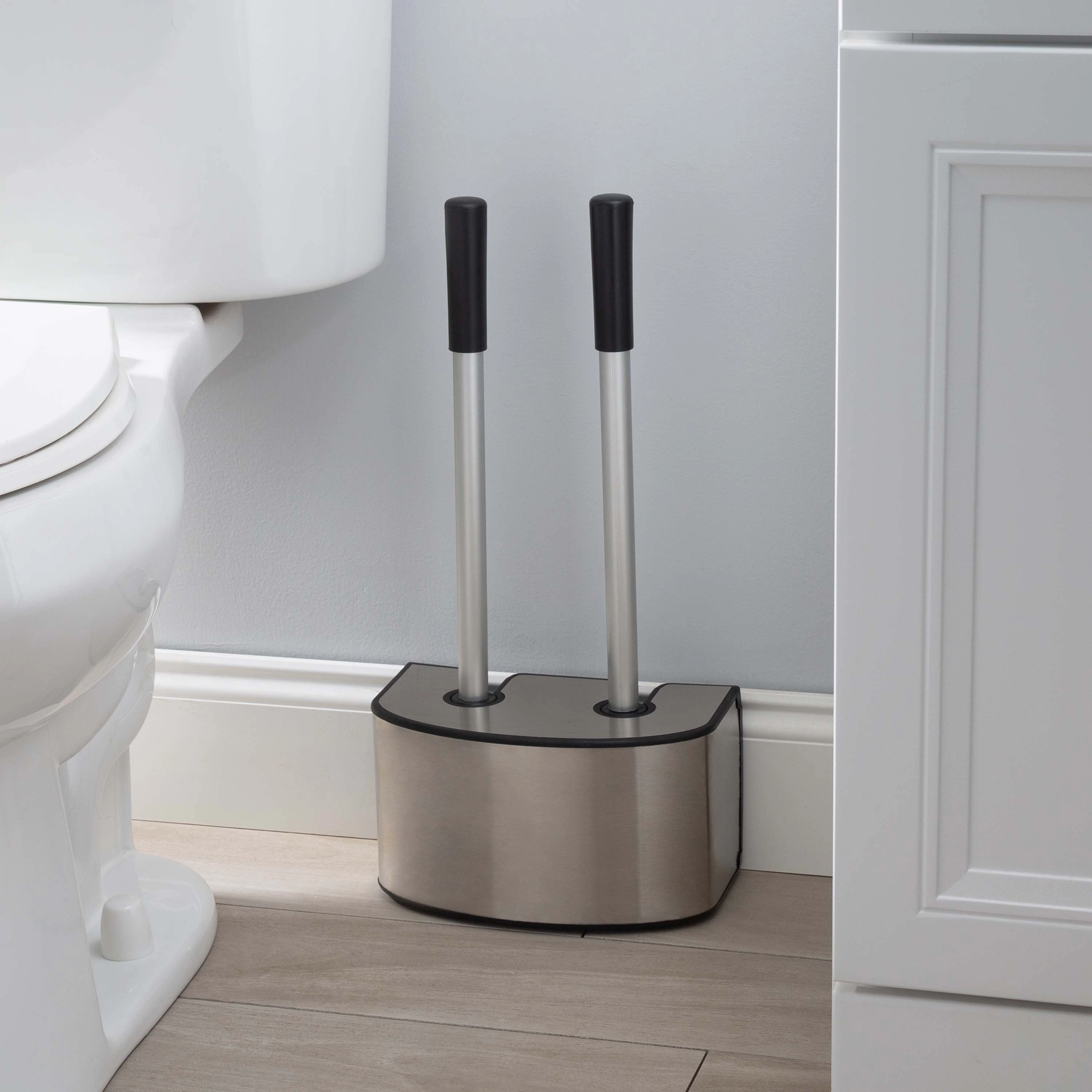 Bath Bliss 2-in-1 Toilet Brush and Plunger Set in Stainless Steel - 8.66" x 5.12" x 18.9"