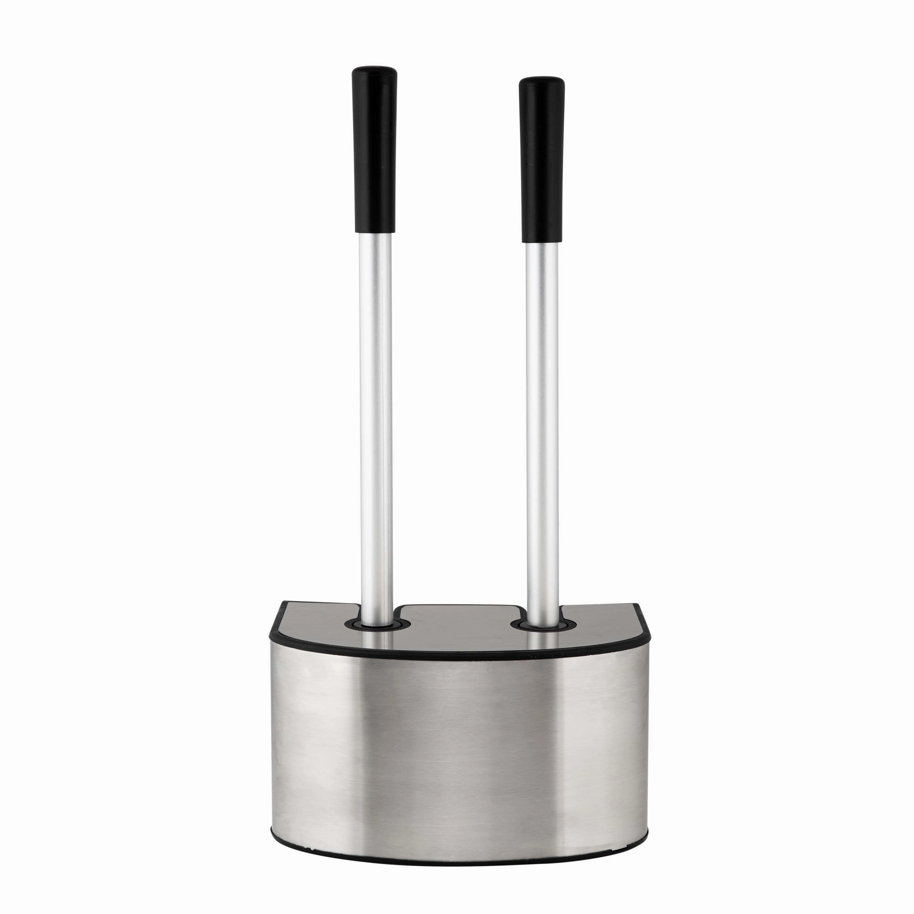 Bath Bliss 2-in-1 Toilet Brush and Plunger Set in Stainless Steel - 8.66" x 5.12" x 18.9" Toilet Brush,Bathroom Cleaner