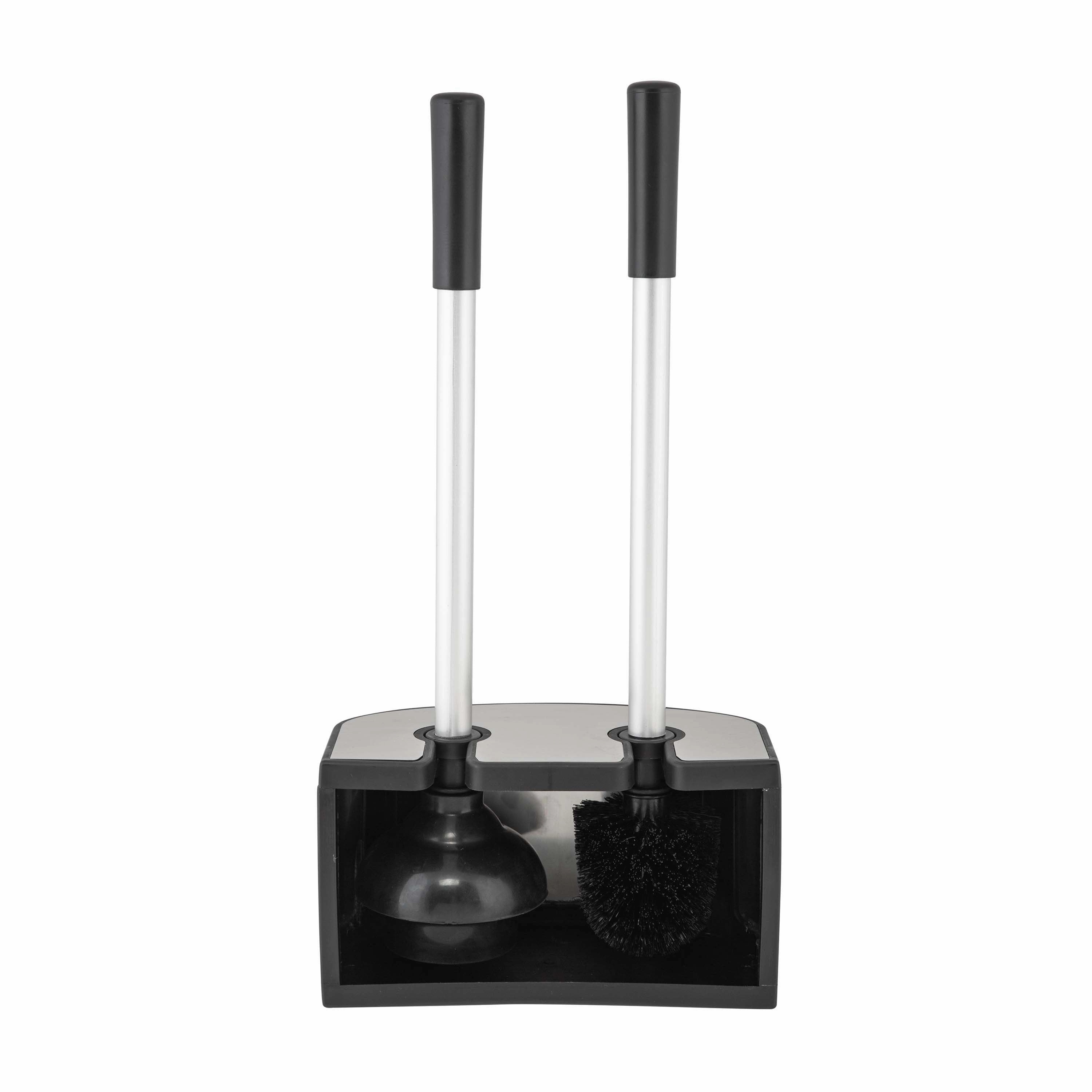 Bath Bliss 2-in-1 Toilet Brush and Plunger Set in Stainless Steel - 8.66" x 5.12" x 18.9"