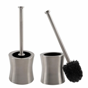 Bath Bliss 2 Pack Hour Glass Shaped Stainless Steel Toilet Brush and Holder - Dimensions: 4.5" Rd x 15.4" Toilet Brush,Bathroom Cleaner