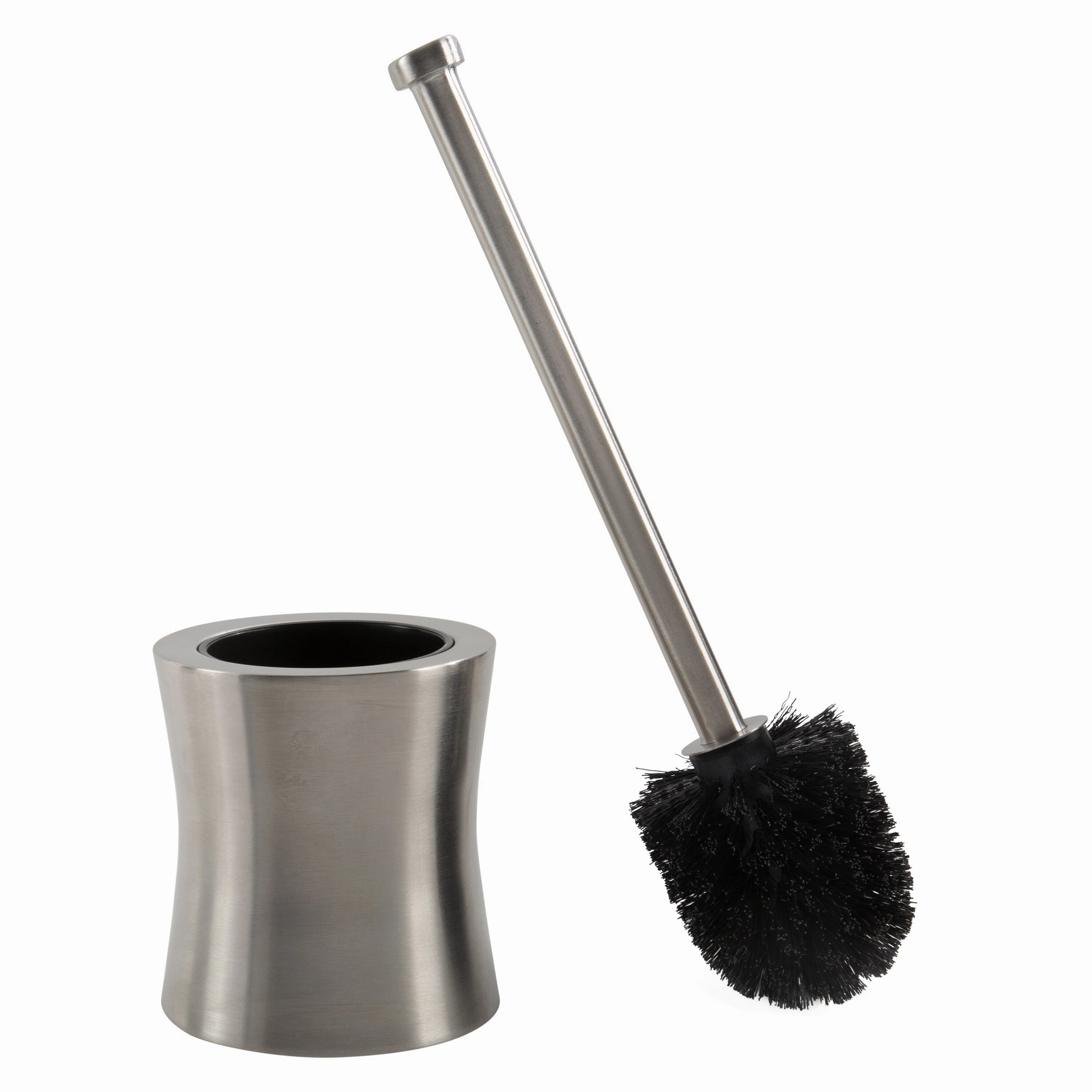 Bath Bliss 2 Pack Hour Glass Shaped Stainless Steel Toilet Brush and Holder - Dimensions: 4.5" Rd x 15.4"