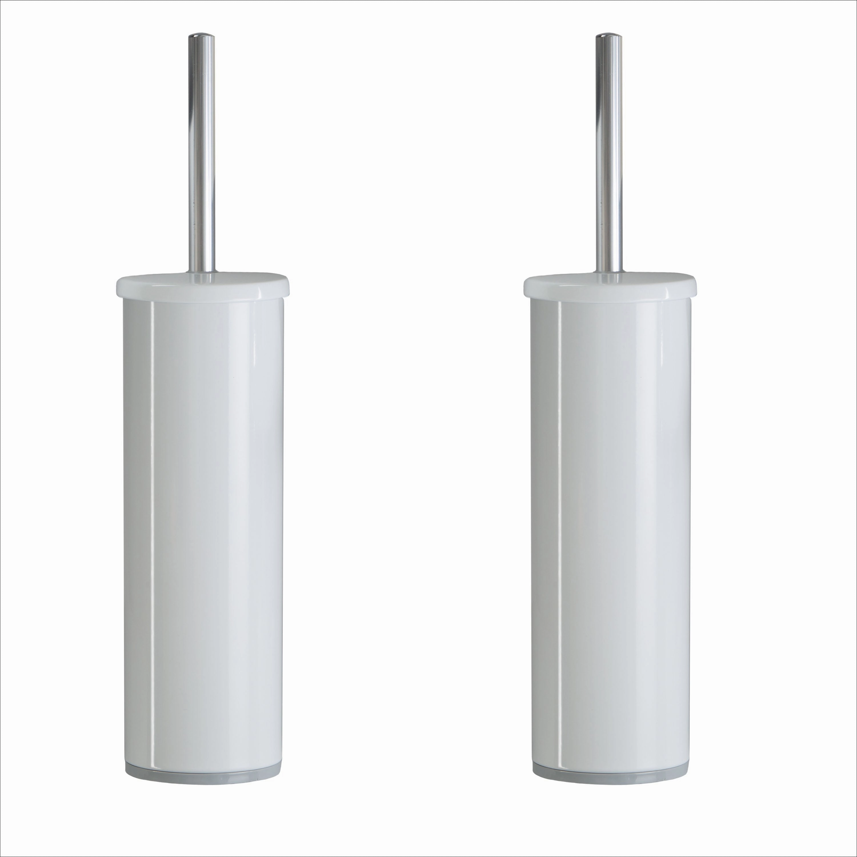 Bath Bliss 2 Pack Modern Aluminum Deluxe Stainless Steel Toilet Brush with Removable Liner