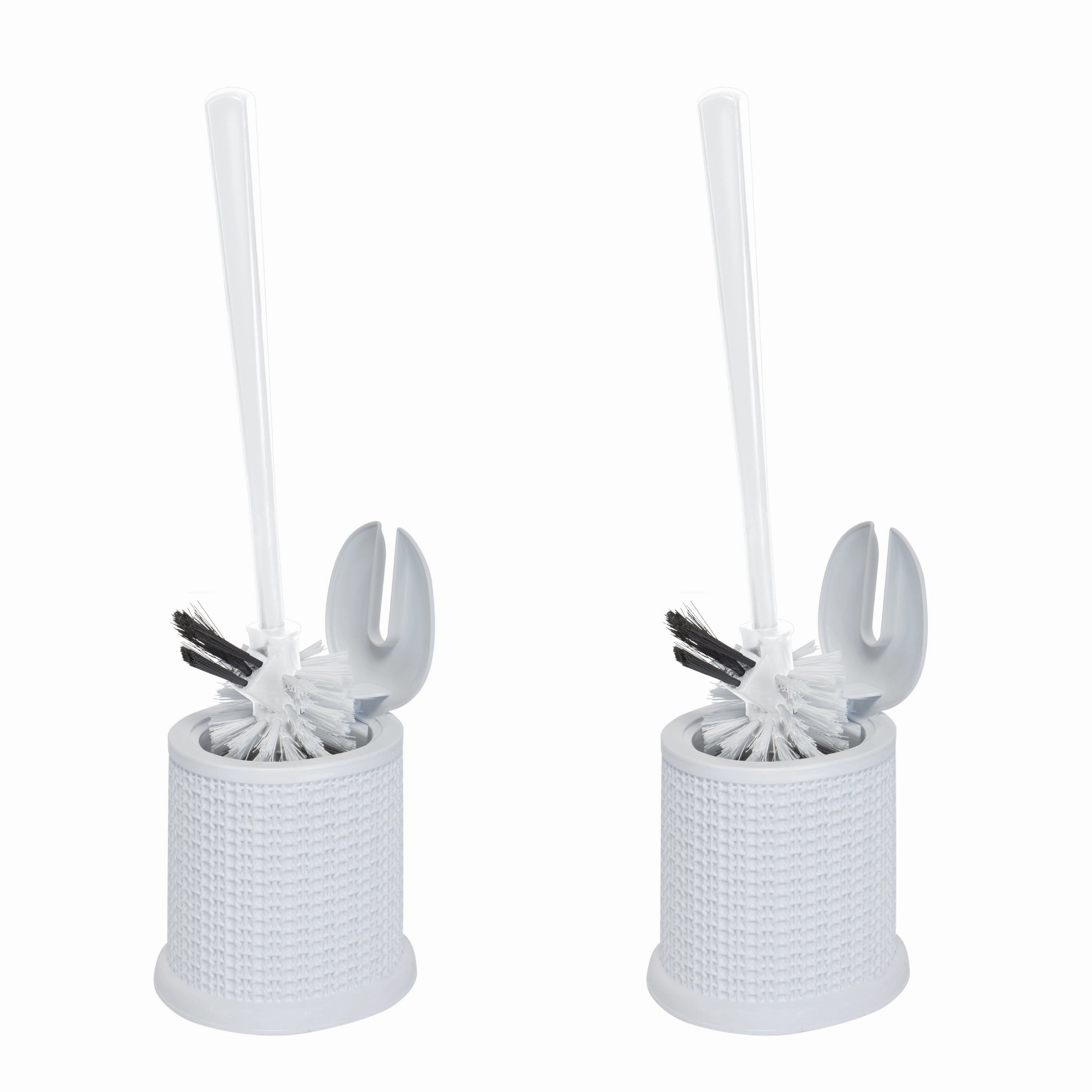 Bath Bliss 2 Pack Self Closing Lid Toilet Brush with Rim Scrubber in Sailor Knot Design - Set Toilet Brush,Bathroom Cleaner