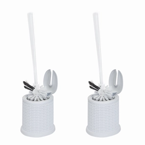 Bath Bliss 2 Pack Self Closing Lid Toilet Brush with Rim Scrubber in Sailor Knot Design - Set Toilet Brush,Bathroom Cleaner